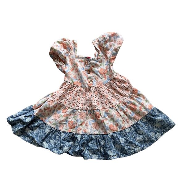 Vince Camuto 3T Girl's Floral Square Neck Linen Summer Dres - Picture 1 of 6